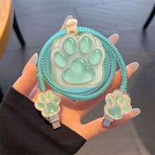 5pcs/Set Pink Cat Paw Design Cable Protector Sleeves Compatible With Apple 18-20W Chargers, Prevent Cable Breakage