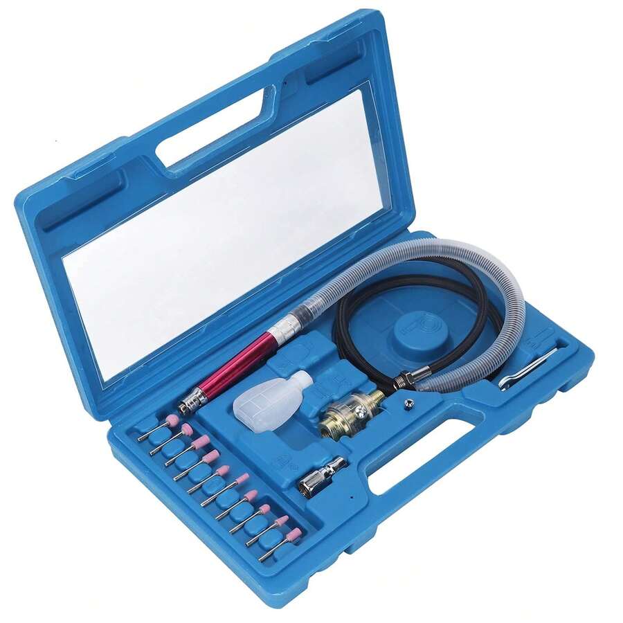 17-Piece Air Micro Die Grinder Kit – 54,000 RPM High-Speed 1/8" Air Grinder For Precision Grinding, Lightweight & Compact Design - Blue - View 1