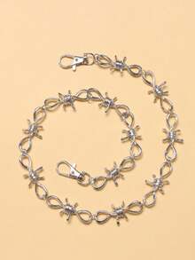 1 pieza Cadena de metal con espinas de estilo punk, cadena de jeans de moda multicapa adecuada para uso diario - Plateado - Ver 11