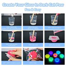 19pcs/Set Squishy Glow Cat Paw DlY Kit, DIY Jewelry Making, Soft Silicone Cat Paw Making Kit, Include Transparent 50ml:50ml DIY Silicone AB Resin Glue, Cat Paw Silicone Mold, Flocking, 2 Colors Luminous Powder, Tool, 1:1 By Volume Ideal For DIY - Multicolor - View 7
