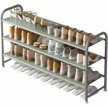 Shoe Rack 3 Tier Long Storage Organizer Wide Metal Shoe Shelf Closet Entryway Black - 3層+灰色 - 查看 1