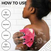 African Net Sponge Authentic - Exfoliating Back Scrub Bath Sponge With Knots - Afro Scrub Body Scrubber Exfoliator Washcloth - African Body Care Daily Use Shower Essentials2025 - Hồng - Xem 4