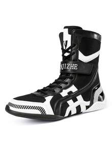 TACHUAN 男士高帮专业拳击鞋、摔跤训练靴、泰拳鞋、健身武术运动鞋