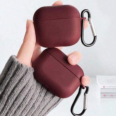 酒红色纯色保护壳，兼容苹果 Pro 3/Pro/Pro 2/ 4，具备防摔防刮功能，简约风格，馈赠佳品。