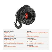 Tow Rope - Synthetisches Windenseil Polyethylen 1/2 Zoll 92 Fuß - View 7