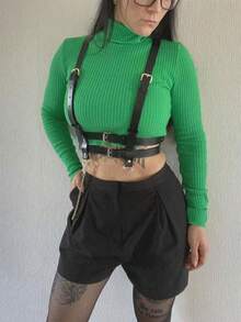 1pc Women Bondage Lingerie Couple Toy Sexy Belt Black Fashion Chest Half Body Faux Leather Harness