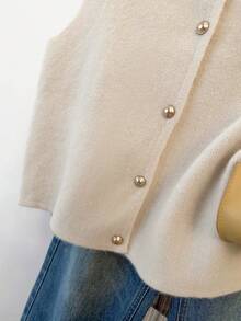 JIANHU Minimalistyczna dzianinowa kamizelka do warstwowego wyglądu, elegancki detal guzików, codzienny ubiór na jesień i zimę