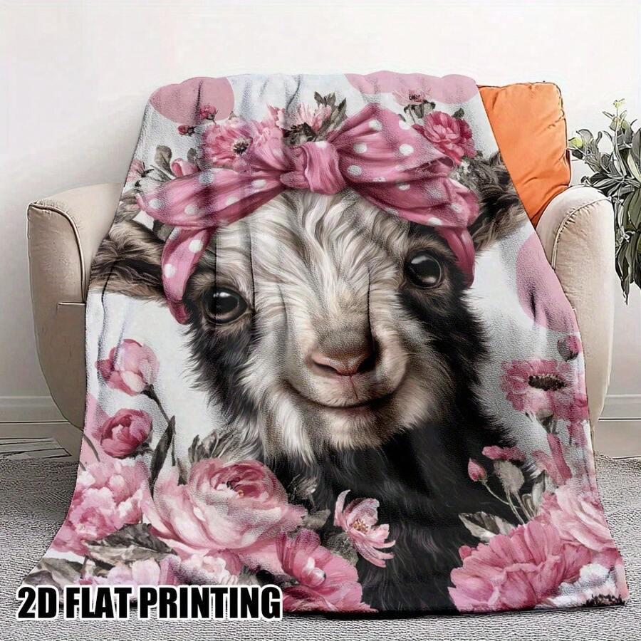 Girl Who Loves Goats  Blanket, Goat Enthusiast Blanket, Super Soft Flannel Printed  Blanket,As Birthday Gifts, Family, Wedding, Souvenir Blankets, Polyester Blankets Suitable For All Seasons, Washable, Machine Washable, Lightweight, Breathable, Comfortable, Warm, Unique, 280gsm For Him, Her Personalized Ideal Gifts For Her, Him, Family, Boyfriend, Girlfriend, Father, Family, Mother, Lover, Daughter, Son, Grandfather, Grandmother, Friend, Classmate, Pet.   Perfect Nap, Camping, Travel, Home, Daily Life, Office Decoration, Birthday, Anniversary, Valentine's Day, Thanksgiving, Christmas, Halloween, Mother's Day, Father's Day, Wedding, New Year Gifts ,Sofa,Bed,Car,Bedroom,Living Room,Office,  Outdoor Camping, Beach,Wall Decoration