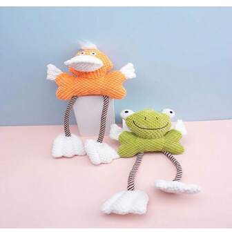 Juguete de mascota rechinante y duradero, juguete de peluche de rana y pato con cuerda de algodón para juego interactivo de perros