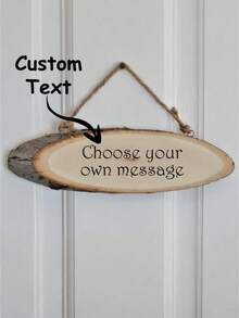 Personalised Log Slice Hanging Door Plaques Sign - Choose Your Own Message - Multicolor - View 1