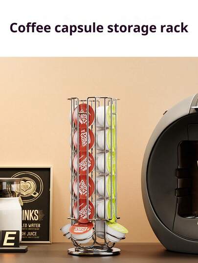 Suporte giratório para cápsulas de café | Capacidade para até 35 cápsulas , rotação de 360 graus, plataforma giratória prática, design moderno na cor preta, ideal para casa, escritório ou bancada da cozinha.