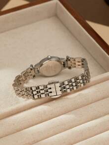 XIVIYA 1pc Women's Elegant Oval Glitter Dial Waterproof Wrist Watch, Golden Color, High-Quality Gift - 銀色 - 查看 7