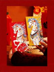 12pcs/Set 6pcs/Set 2026 Chinese New Year Red Envelopes, Matte Hard Paper, Burgundy Color, Suitable For Various Occasions During Spring Festival. Can Be Used For New Year Decoration, Valentine's Day, Spring Festival Red Packets, New Year Gifts, Birthday Gifts. Best Choice! Large Chinese New Year Red Packets - Year Of The Horse Lucky Money Pouch