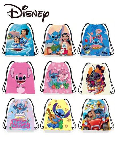 Stitch Ryggsäcksset - Presentpåse med tecknat mönster, Födelsedagspresent/Skolmaterialförvaring/Sportutrustning/Leksaksorganisatör