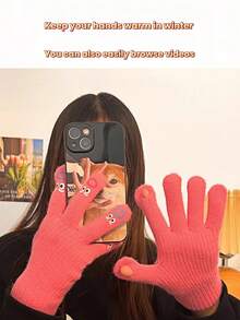 1 Pair Thick Fleece Fingerless Gloves For Women, Knitted Polyester Material, Casual Neutral Texture, Suitable For Commuting, Sports, Cycling, Running, Student Performances, Birthdays, Anniversaries, Christmas And Other Occasions, An Ideal Gift For Friends. +Winter Gear+ Glove Bear+ Christmas