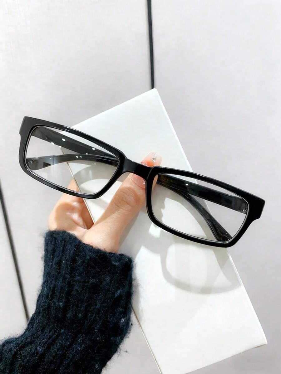 1PC Classic Retro Square Frame Glasses Black Black Frame Square Fashion Women's Glasses, Suitable For Gifts To Girlfriend Or Best Friend./Style Random Shipment - 黑色 - 查看 1