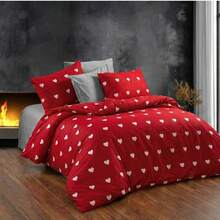 CAQQA 三件套土耳其棉梭织被套套装 | 被套和枕套，现代卧室床上用品，尺寸：135*200厘米、150*200厘米、200*200厘米、200*220厘米、220*240厘米 - 紅色 - 查看 5