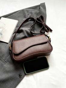 Nueva bolsa de hombro casual minimalista y versátil de unicolor a la moda - Café integral - Ver 6