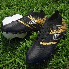 1 Pair New Soccer Shoes, Recommended For Teenagers, Students, Matches And Training, Low-Top, Long Studs, Non-Slip, Suitable For AG, FG, Soft Ground, Real Grass, Competition And Training, Lace-Up, Men's Soccer Shoes, High-Top, Professional Soccer Boots - Black and Gold - View 3