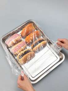 10/50/100pcs Transparent Food Wrap Covers, Food Tray Sealing Film, Food Covering, Food Dust Cover, Bread Cover, Plastic Packaging Film, PE Cling Wrap Bags, Kitchen Storage, Household Plastic Packaging - Multicolor - View 4