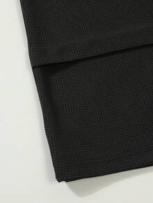 男士休闲拼接撞色口袋翻领长袖衬衫+长裤套装，轻薄涤纶面料，休闲运动度假装，春秋季 - 黑色 - 查看 8