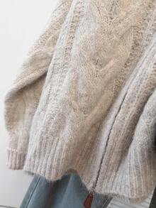 JIANHU Áo khoác cardigan dệt kim màu mơ có khóa kéo - Áo khoác cardigan cỡ lớn thu/đông, chợ Giáng sinh và phong cách đường phố - Màu be - Xem 6