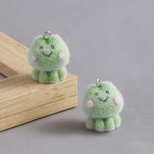 5/10个可爱植绒绿色微笑青蛙树脂吊坠，卡通动物挂件，适合DIY项链、手链、耳环、钥匙扣等饰品制作 - 彩色 - 查看 6