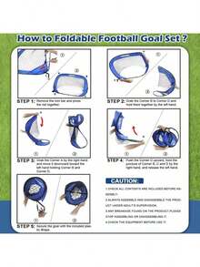 1个四合一便携式蓝色足球门，可拆卸多功能足球训练网 - 藍色 - 查看 6
