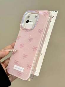 Ốp lưng điện thoại chấm bi nơ hồng dễ thương đơn giản, tương thích với iPhone 17 Pro Max 17 Pro 17 Air 17 16 15 14 13 12 11 Pro Max Plus, ốp bảo vệ mềm mại, quà tặng cho bé gái - nơ - Xem 3