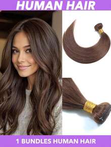 8A级直发发束，18英寸巴西真人发束，未经加工的处女发，直发编织，8-22英寸，巧克力棕色，4号色