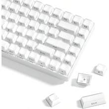Keycaps - Keycaps White 60 65 75 Percent, Side Printed Elegant Key Caps, Custom 113 Keys OEM Profile 61/68/84/87/98/ Cherry Gateron MX Mechanical, White - trắng - Xem 2