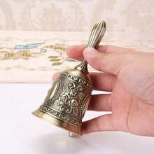 1pc Elegant Brass Hand Bell - Durable, Polished Finish - Ideal For Weddings, Announcements & Service - Bronze - View 3