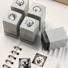 1pc Cute Puppy Face Stamp, Light-Sensitive Self-Inking Stamp, Woodcut Style Puppy With Expressions, Suitable For Student, Artistic Youth Diary Stamping, Letter Stamping, Gift - one-size - View 4