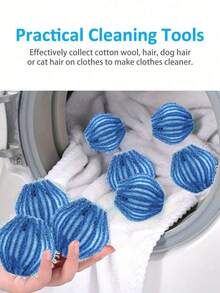 4 piezas Removedor de pelusa de lavadora, Atrapador de pelo de mascota de nailon, Cepillo quitapelusas - Azul - Ver 1