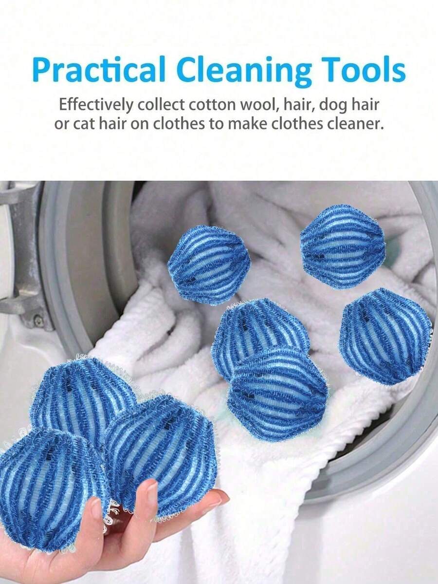 4 piezas Removedor de pelusa de lavadora, Atrapador de pelo de mascota de nailon, Cepillo quitapelusas - Azul - Ver 1