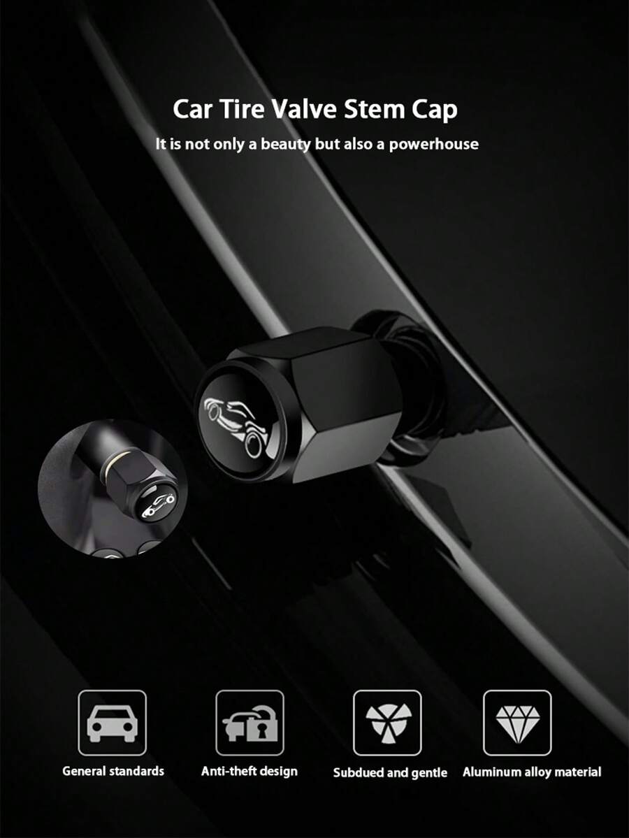 5pcs Anti-Theft Metal Tire Valve Stem Caps, Valve Core Covers, Personalized Car Tire Valve Caps - Multicolor - View 1