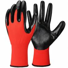 防滑丁腈涂层工作手套，园艺机械防护手套，蓝色弹性袖口多用途家用工具手套