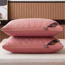 45*70cm Paquete De Dos Almohadas de cama con relleno larga 2 Pack Estándar Microfibra Firmes, almohada decorativas grandes microfibra decoracion hogar almoadas almuadas almohadillas Incluye 2 Fundas con Cierre  funda de almohada de color sólido satinado, funda de almohada suave con cierre de sobre para dormitorio, suministros de ropa de cama - Rosa - Ver 1