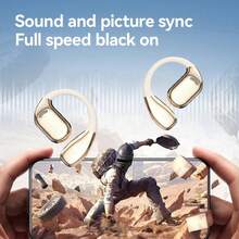 Fones de ouvido sem fio Bluetooth com tradução, novo modelo 2025, com tradução em tempo real, compatível com 144 idiomas, com inteligência artificial, chamadas bidirecionais em tempo real, operação por toque, ideais para viagens, negócios e estudos (bege). - Bege - Visão 4