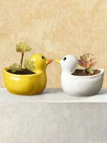 DIY Cute Duck Shaped Aromatherapy Candle Plaster Soap Mold Handmade Resin Ornament Home Decoration Duck Candle Cup Candle Container Item Storage Box Silicone Mold Gypsum Clay Succulent Plant Pot Casting Mold - White - View 7