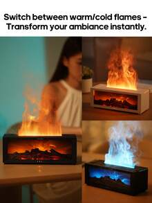 kinscoter 1pc 150ml USB Powered Ultrasonic Fireplace Aroma Diffuser With LED Light & Remote Control, Creative Humidifier For Home Office Gift