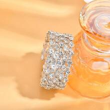 1入歐美風格5層設計的白色閃石時尚開口手環，女性婚禮配件適合舞台表演