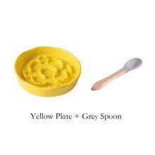 shuo ni mao yi 宠物陶瓷花形慢食盘，猫粮狗粮盘，罐头食品盘，附赠勺子，防噎慢食设计 - 300ml - 查看 12