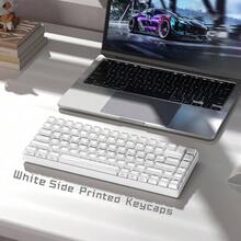 Keycaps - Keycaps White 60 65 75 Percent, Side Printed Elegant Key Caps, Custom 113 Keys OEM Profile 61/68/84/87/98/ Cherry Gateron MX Mechanical, White - trắng - Xem 7