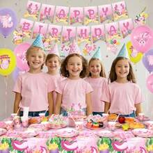 DPink Axolotl Birthday Party Decorations - Axolotl Party Plies Including Banner Plate Cake Topper Cup Napkin Balloon Tablecloth - Serves 20 - Pink - View 7