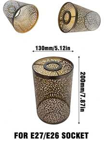 E27/E26金属蚀刻铁艺灯罩，直径120*高200毫米，直径4.72*高7.87英寸，森林树烟花图案，现代家居装饰自然风格照明灯罩，适用于台灯、落地灯、吊灯、壁灯、吸顶灯，客厅、餐厅、卧室室内装饰小型灯罩，灯具灯罩 - 黑色 - 查看 18