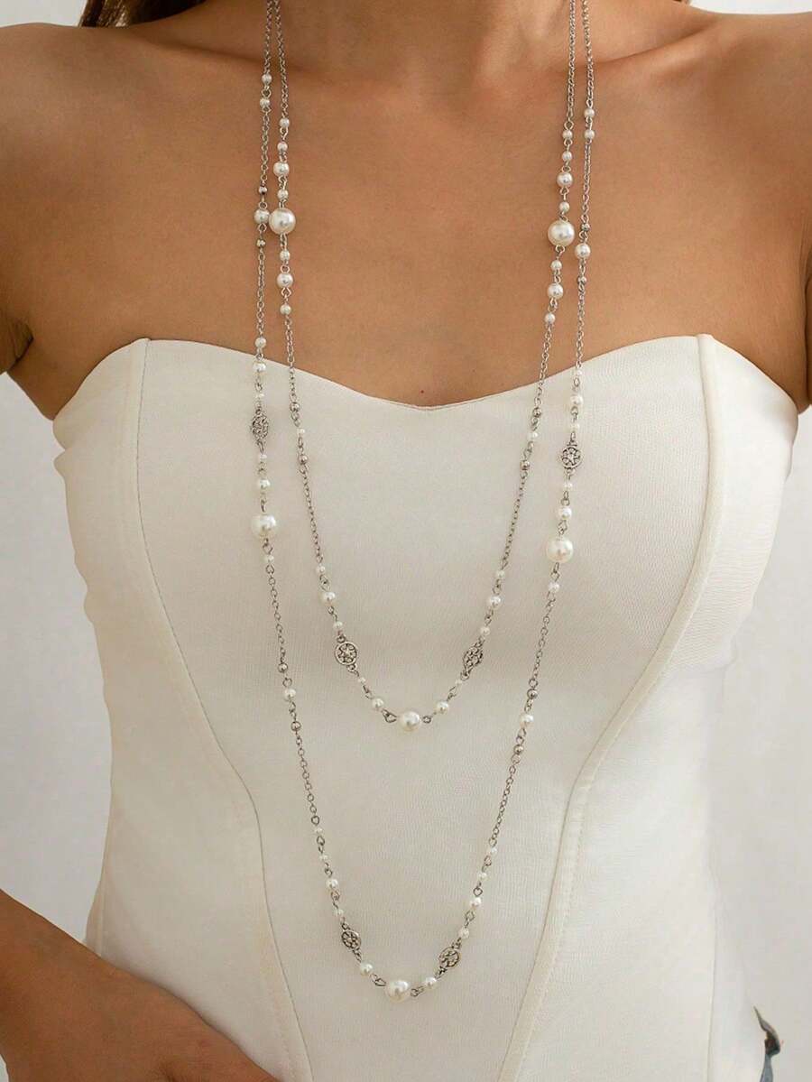 1 chiếc vòng cổ dài thời trang Pháp, phụ kiện dự tiệc cho nữ, trang sức thanh lịch - phong cách 1 - Xem 1