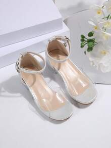 1 Pair Fashion Children High Heel Sandals, 2025 New Princess Style, Bohemian Style, Sandals Suitable For Casual, Vacation, Party And Wedding - Silver - View 4