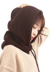 1 pezzo Balaclava da donna, cappuccio lavorato a maglia alla moda, berretto da sci con cordino, adatto per sci, strada, attività all'aperto, consegna di colore casuale - Multicolore - Visualizzare 6