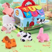 1件卡通农场婴儿过家家玩具，亲子互动抓握训练益智玩具，适合作为新生儿礼物 - 彩色 - 查看 6